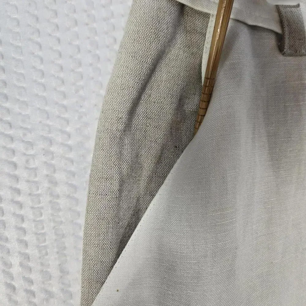 Harve Benard Linen Capri Cream High Waist Trousers Minimalist Coastal Chic SZ 12 - Picture 4 of 9